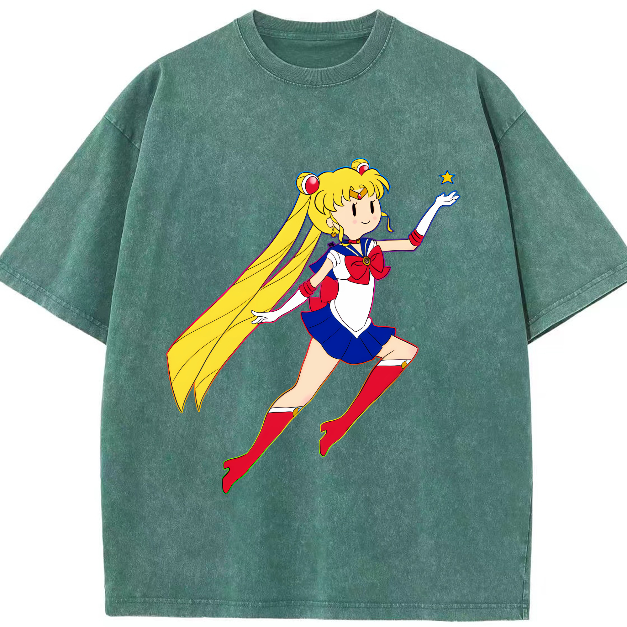 （画像用） 美少女戦士セーラームーン 月野 うさぎ つきの うさぎ Sailor Moon Tsukino Usagi 綿100% ヴィンテージ風 半袖Tシャツ（フロントプリント）